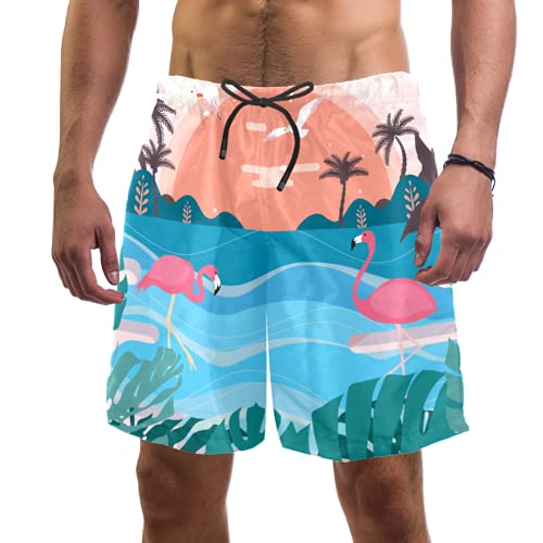 Short de bain pour homme multicolore taille élastique S motif paysage tropical