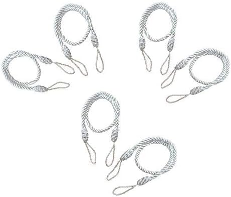 DREAM ART Cross Land 6 Pieces Rope Tiebacks for Curtains - Hand Knitting Buckle Cord Drapery Holdbacks - Pure Color Contracted 25" x 6 White