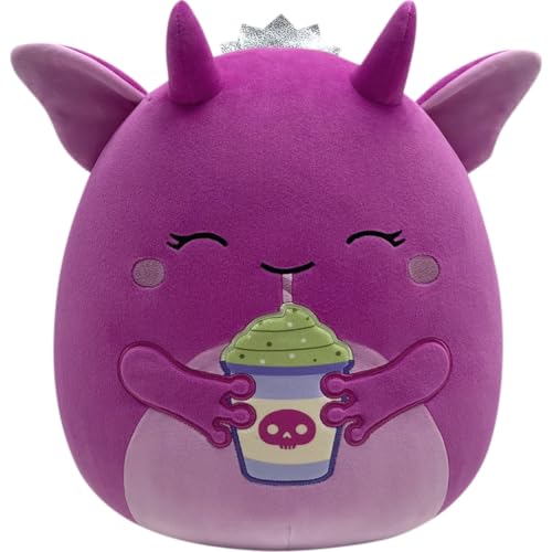 Image of Squishmallows Original 12in Loca the Hot Pink Goblin Princess Holding Latte - Official Jazwares Plush (Medium-Sized)