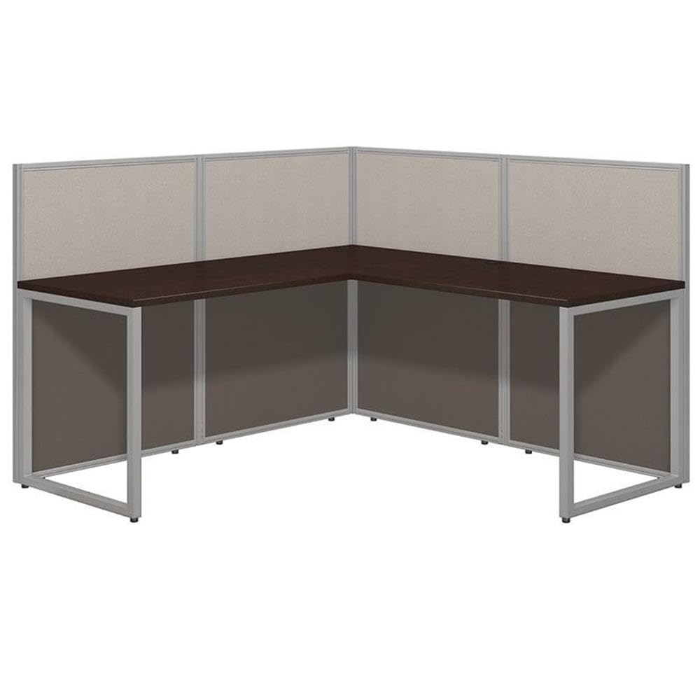 Bush Business Furniture Easy Office 60W L Shaped Cubicle Desk Workstation with 45H Panels in Mocha Cherry