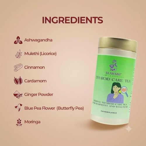 Image of Thyroid Care Herbal Tea Bags - Ayurvedic Blend with Ashwagandha, Moringa & Green Tea, Stress Relief, Metabolism & Wellness Support, Biodegradable Cotton Tea Bags (Thyroid Care, Pack of 2 ( 50 Tea Bags))