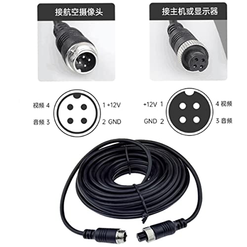 Lagogia Car Video 4Pin Aviation Extension Cable for CCTV Rearview Camera Car Truck Trailer Camper Bus Motorhome Vehicle Backup Monitor Waterproof Shockproof System 3FT/1M Black, Pack of 1 - Thumbnail 3