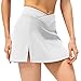 XKUN Gonna da Tennis Pantaloni da Tennis di Primavera Donne Fitness Leggings Slim Pantaloncini con Tasche Nylon Sportswear Gonne Traspiranti-White,Xxl-12