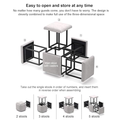 Pouf cube empilable 5 en 1 jaune de 35x35 cm pour optimiser l'espace - 7