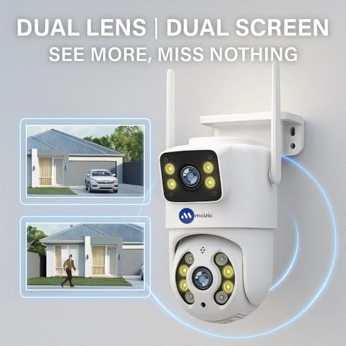 Image of Maizic Smarthome Supercam Fox 5MP+5MP Dual Lens WiFi Outdoor CCTV Camera | Full HD | Color Night Vision | Human Detection | 2-Way Audio | Multi-User View | 128GB SD Card Support | Waterproof