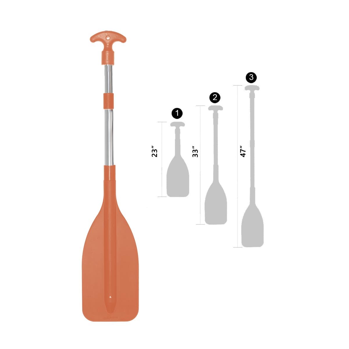 Oceansouth Verstellbares Aluminium-Teleskop-Paddel (Länge 600 mm – 1100 mm (3-teilig) – Sicherheits-Orange