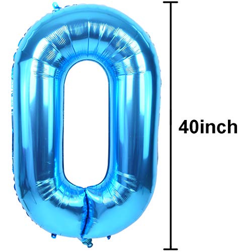 Toniful 40 Inch Blue Large Numbers Balloon 0-9 Birthday Party Decorations,Foil Mylar Big Number Balloon Digital 3 For Birthday Party,Wedding, Bridal Shower Engagement Photo Shoot, Anniversary #TOP1