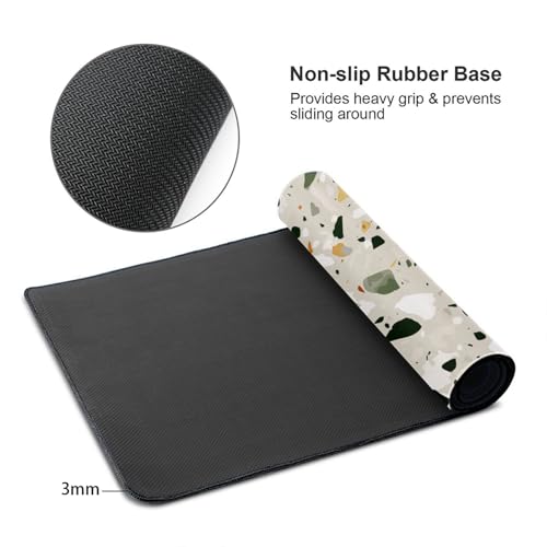 Tapis de souris grand format Terrazzo, tapis de bureau en caoutchouc durable