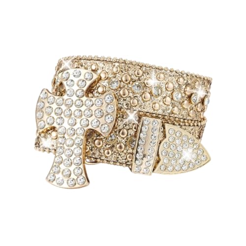 Women Men Rhinestone Western Snap Belt Cowgirl Cowboy Shiny Sequin Studded Waist Strap Bling Crystal Cross Buckle