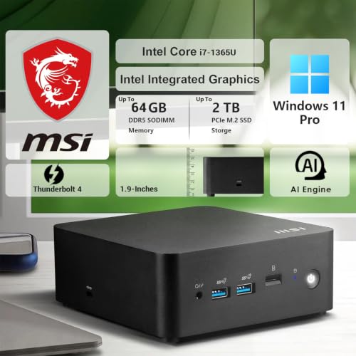 Image of msi Cubi NUC Business MFF Desktop, Intel Core i7-1365U, 16GB DDR5+1TB SSD | Professional Mini PC, MicroSD Card, Wi-Fi 6, Windows 11Pro, Thunderbolt, Support 4K Display for Multitasking at Work /Home