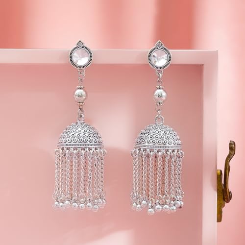 Image of Rubans Oxidised Jhumka Earrings Ghungroo Boho Statement Jewellery Gift for Women & Girls