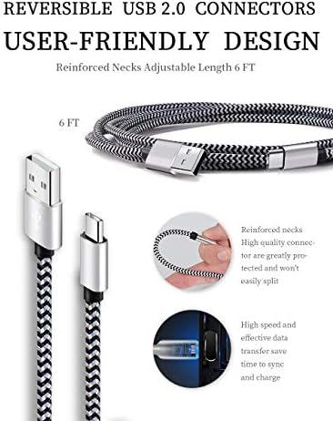 Teeind USB C Cable 6ft 5Pack, 3A Fast Charging Nylon Braided Type C Cord — view 3