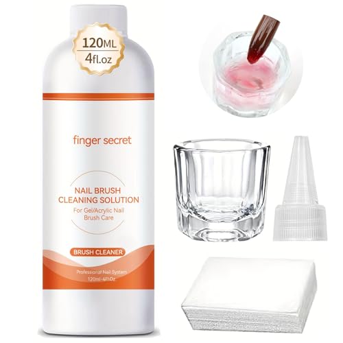 Image of Nail Brush Cleaner & Revitalizing Solution - Fast-Acting Cleaner for Acrylic Brushes, Airbrushes, Gel Nail Brush,Art Brushes & Nail Tools - Restores Softness and Extends Brush Life120ml