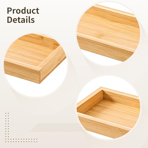 Bosreroy Compact Bamboo Utensil Organizer with Dual Trays for Kitchen Or Office Storage, 29 X 11 X 3 Cm