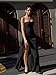 LAGSHIAN Women's Elegant Tube High Split Maxi Dress Strapless Bodycon Ruched Long Formal Evening Dress Black