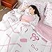 Castle Fairy Ice Hockey 7 PCS Comforter Set,Cute Princess Bowknot Bedding Set for Kids Girls,Pink Bow Tie Printed Bed in a Bag with Comforter,Sheets and Pillow Cases,Twin