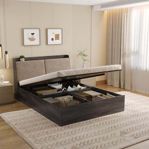 Image of Wakefit Bed | 3 Yr Warranty | Bed Queen Size, Hydraulic Storage & Foam-Cushioned Upholstery Headboard, Density: 680-750 kg /m, Termite & Borer Resistant, Fits Mattresses Up to 8 Inches(Mars78x60 - WM)