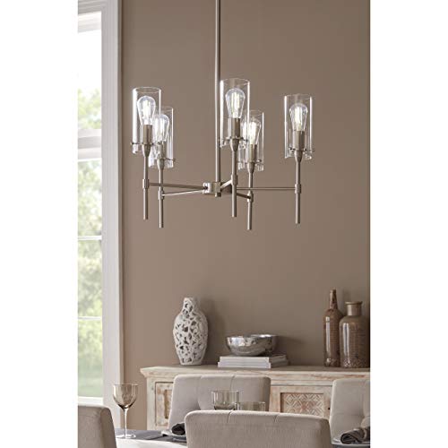 Linea Di Liara Effimero 5-Light Brushed Nickel Chandeliers For Dining Room Farmhouse Dining Room Light Fixture Over Table Modern Kitchen Chandelier Pendant Light Fixtures, Ul Listed #TOP4