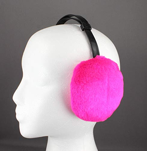 Pink Faux Fur Furry Ear Muffs Warmers Fold Up Classic Old School Style Adjustable Head Band #TOP1