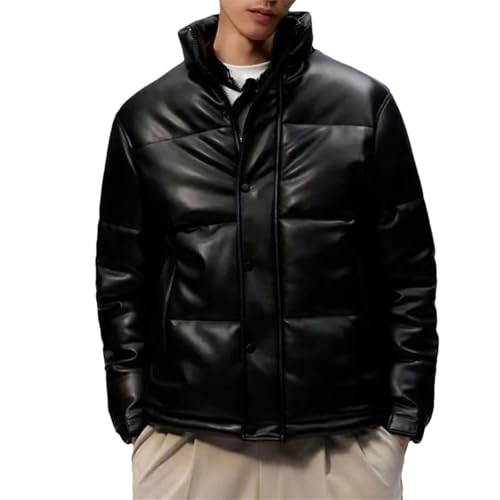Veste d'hiver en cuir homme contre le froid avec col zippé protecteur