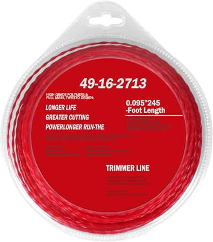 Rawolp 49-16-2713 Square Trimmer Line 0.095 x 250ft Heavy Duty Replacement for Milwau-kee String Trimmer (1 Pack)