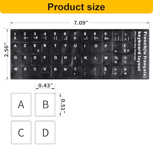 VAEIORP 4 pcs Französischer Tastaturaufkleber Ersatzbuchstaben für die französische Tastatur von Laptops