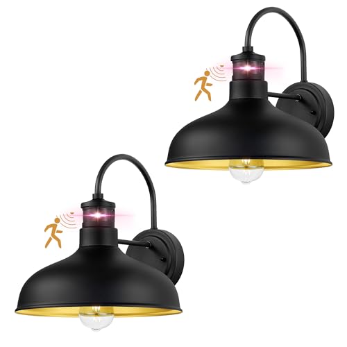 Seovix 2 Pack 12' Motion Sensor Barn Lights, Outdoor Wall Lights with Dusk to Dawn Feature, IP...