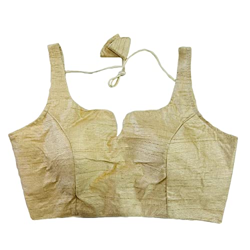 Image of Pujia Mills Women's Heavy Phantom Silk Bollywood Style Sleeveless Trendy Blouse(Veda)