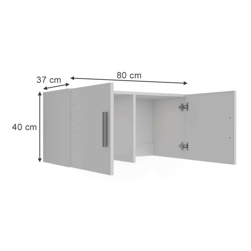 Vicco Aufsatzmodul Ingo, Weiß, 80 x 40 cm mit 2 Türen, zur Erweiterung von Mehrzweckschränken geeignet