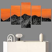 SIGNWIN 5 Panel Canvas Wall Art Coastal Orange Photography Relax/Calm Romantics Sunset Warm for Home Decorations Ready to Hang - 60