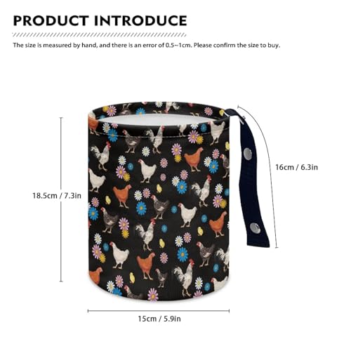 Image of Renewold Car Trash Can Garbage Can with Adjustable Button Straps Hanging Storage Organizer Bag Collapsible Multipurpose Car Trash Bin Bag Automotive Accessories Hippie Daisy Chickens Rooster