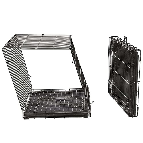 Ferplast Zusammenklappbares Hundekäfig DOG-INN 90. Faltbox für Hundewelpen, Metallgitter-Transportbox, inklusive Trennwand, zwei Türen mit Sicherheitsverschluss, 92,7 x 58,1 x h 62,5 cm Schwarz