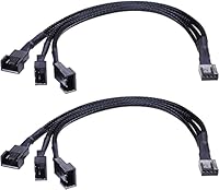 Hsthe Sea 2Pcs PWM Fan Splitter Adapterkabel Sleeved Geflochtener Y Splitter Computer PC 4 Pin Lüfterverlängerung Stromkabel 1 zu 3 Konverter für Computer ATX Gehäuse 4-Pin/3-Pin Lüfterkabel/10,5 Zoll