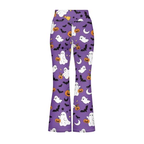 Image of Girls Leggings Floral Print High-Waisted Flared Pants 5-14 Years