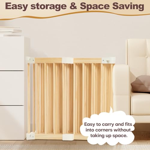 Image of Baby Playpen for Toddler and Babies Foldable Wooden Baby Gate Large Shape & Size Adjustable Fence Play Ar