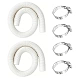 VOIDHUES 2 Stück Poolschlauch 38mm Pool Schlauch Schlauch für Poolpumpe Mit 4 Stück Sicherungsclip und Schlauch 150 cm Suitable for Swimming Pools and Filter Pumps ((Weiß)