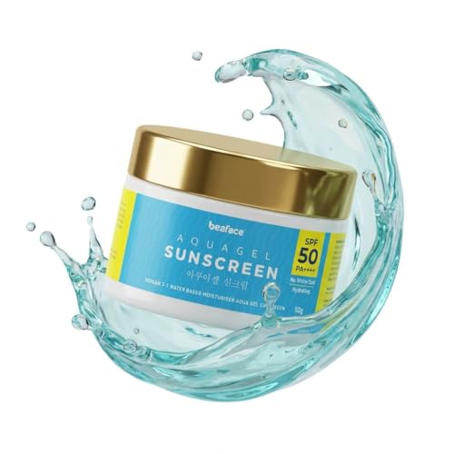 Image of Aqua Gel Korean Sunscreen SPF 50 PA++++ | Hydrating, Lightweight & Non-Greasy | No White Cast | Blue Light Protection | For All Skin Types, For UVA /B Protection - 50g