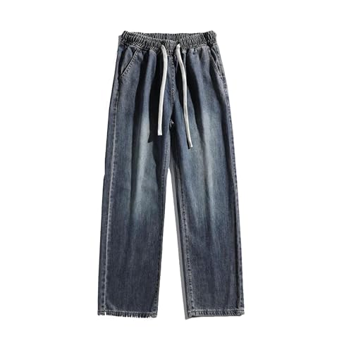Mens Jeans Summer Lightweight Straight Denim Pants Loose Fit Wide Leg Comfortable Fashionable Wear