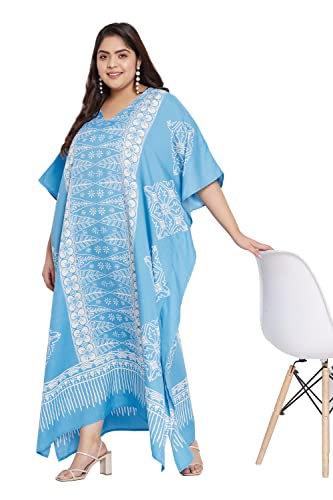 Image of Oussum Plus Size Kaftan Dresses for Women, Polyester Summer Caftan Cover Up Maxi Beach Dress, 1X-3X