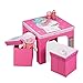 Relaxdays Pliable, Tabouret avec Rangement, Dessin, Table et Chaise garçon, Chambre Enfants, Toutes Couleurs, Rose Bonbon, 48 x 59,5 x 59,5 cm