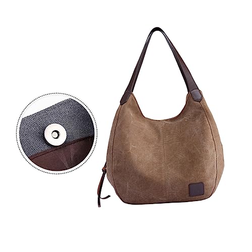 Sac toile vintage femme Mikikit avec anse cuir grand format chic