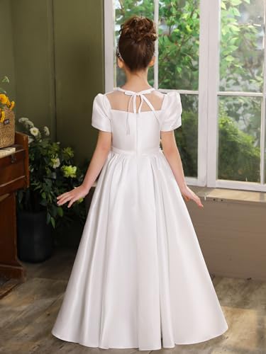 Flower Girl Dresses for Wedding Elegant Satin First Communion Dress Princess Pageant Party Ball Gown for Girls4