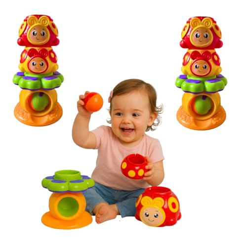 Brinquedo Educativo Joga Bolinha Joaninha Encaixar Monta Desmonta Colorido Brinquedos