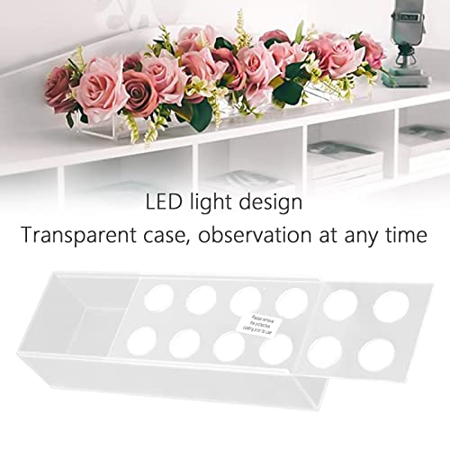 アクリル花瓶長い長方形透明モダンな花瓶 12 穴フラワーボックス LED ライト付き [4]