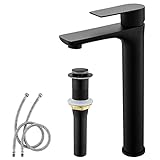 TONNY Vessel Sink Faucet Black, Tall Bathroom Faucet Single Hole, Single Handle Restroom Lavatory Va