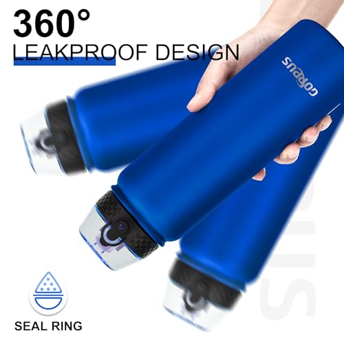 GOPPUS 1L/32oz Stainless Water Bottle with Straw Double Wall Insulated Bottles with Strap Reusable Vacuum Thermal Flask Leakproof Keep Cold Drinks Bottles with Flip Top Lid for Gym Men Women BPA Free - Image 4