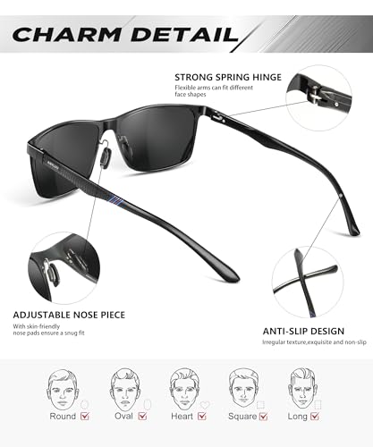 Image of ANYLUV Polarized Sunglasses for Men Rectangular Classic Al-Mg Metal Frame Sun Glasses Mens Sunglasses with UV Protection