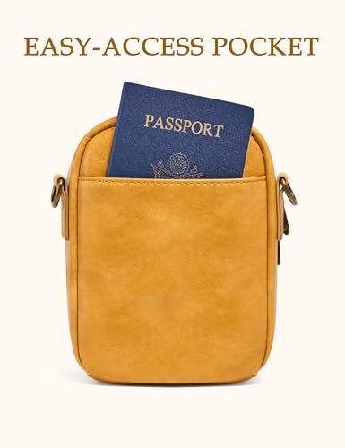 Image of Yarnic Small Crossbody Bag, Vegan Leather Cell Phone Purse for Women, Vintage Wallet Bag with Card Slots