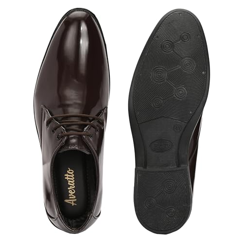 Image of Men's High-Gloss Patent Synthetic Leather Derby Shoes, Black, Lightweight Airmix Sole, Formal