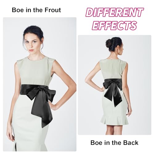 Lusofie Satin Waist Belts for Women Sash Belt 3.5'' Wide Dress Belt for Special Occasion Formal Silk Sash Tie (Multi-color)4